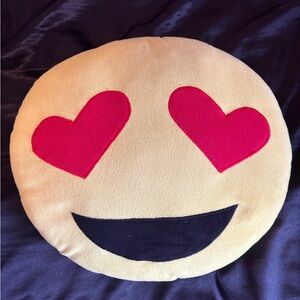 Heart Eyes Emoji Throw Pillow - Yellow with Red Hearts